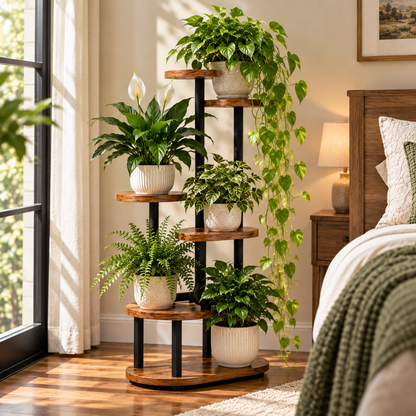 🍂 Plant Stand | Multi-Tier Wood Display | Living Room & Bedroom | Space-Saving Greenery Shelf