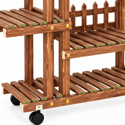 🌵Multi-Tier Plant Stand | Wooden Flower Rack | Indoor & Balcony | Rolling Plant Display