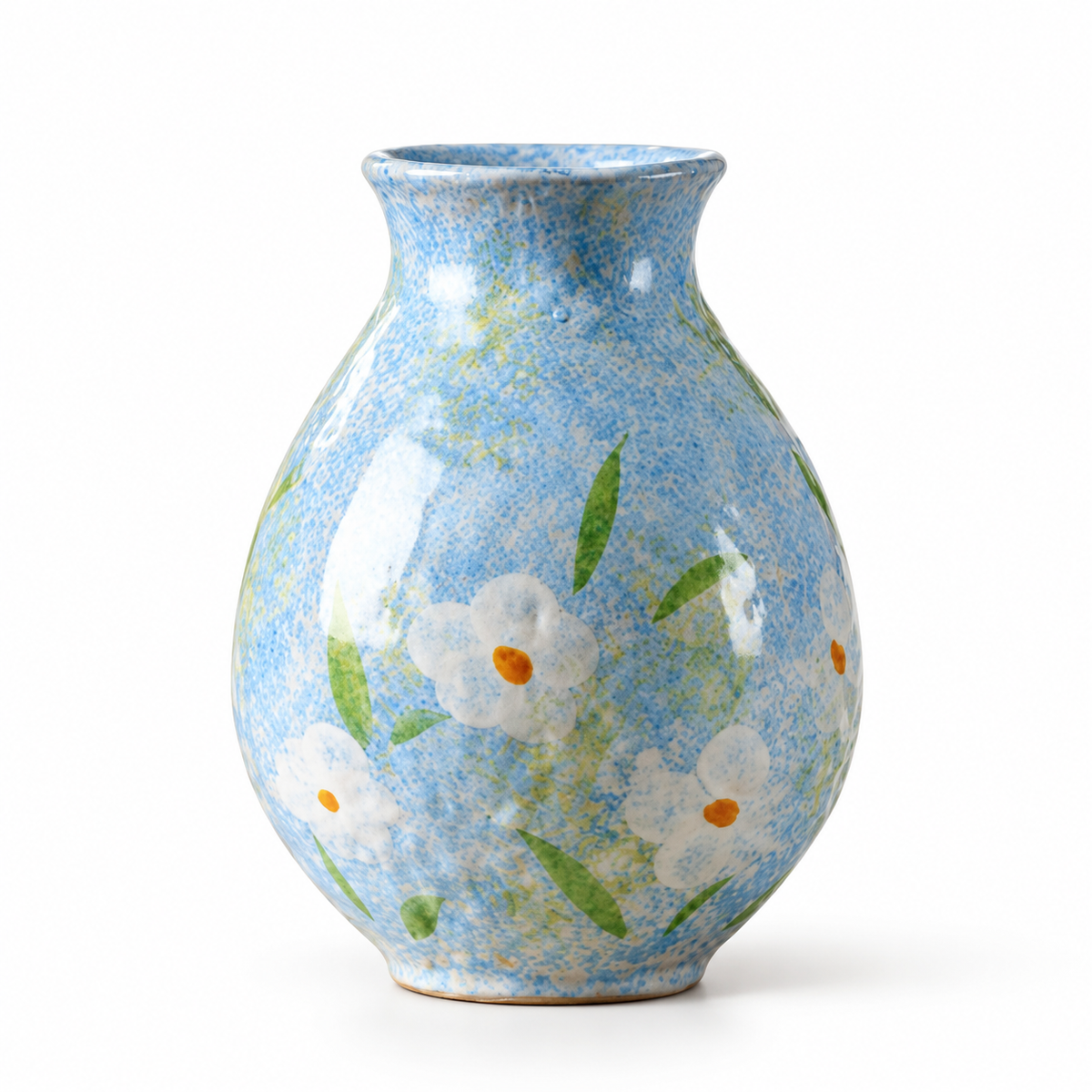 🌼 Floral Vase | Blue Ceramic Finish | Cottage-Inspired Flower Display