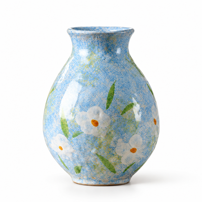 🌼 Floral Vase | Blue Ceramic Finish | Cottage-Inspired Flower Display