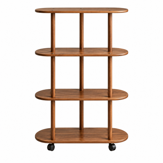 🍃Rolling Plant Stand | 4-Tier Wood Display | Home & Balcony | Mobile Greenery Shelf