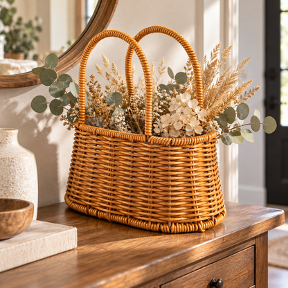 🧺 Flower Basket | Wicker | Garden | Hostess | Rustic Woven Charm