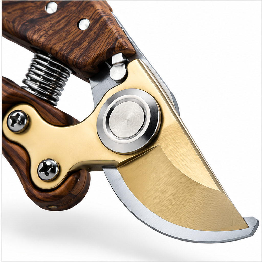 🌹 Wood-Grain Pruning Shears | Curved Metal Blades | Flower & Garden Care | Vintage-Style Hand Pruner