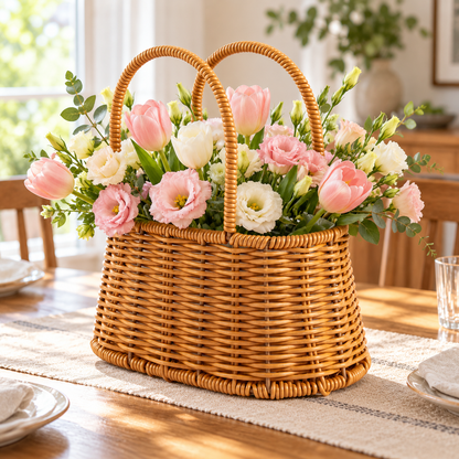 🧺 Flower Basket | Wicker | Garden | Hostess | Rustic Woven Charm