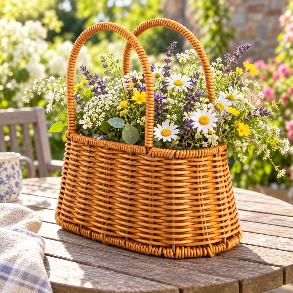 🧺 Flower Basket | Wicker | Garden | Hostess | Rustic Woven Charm