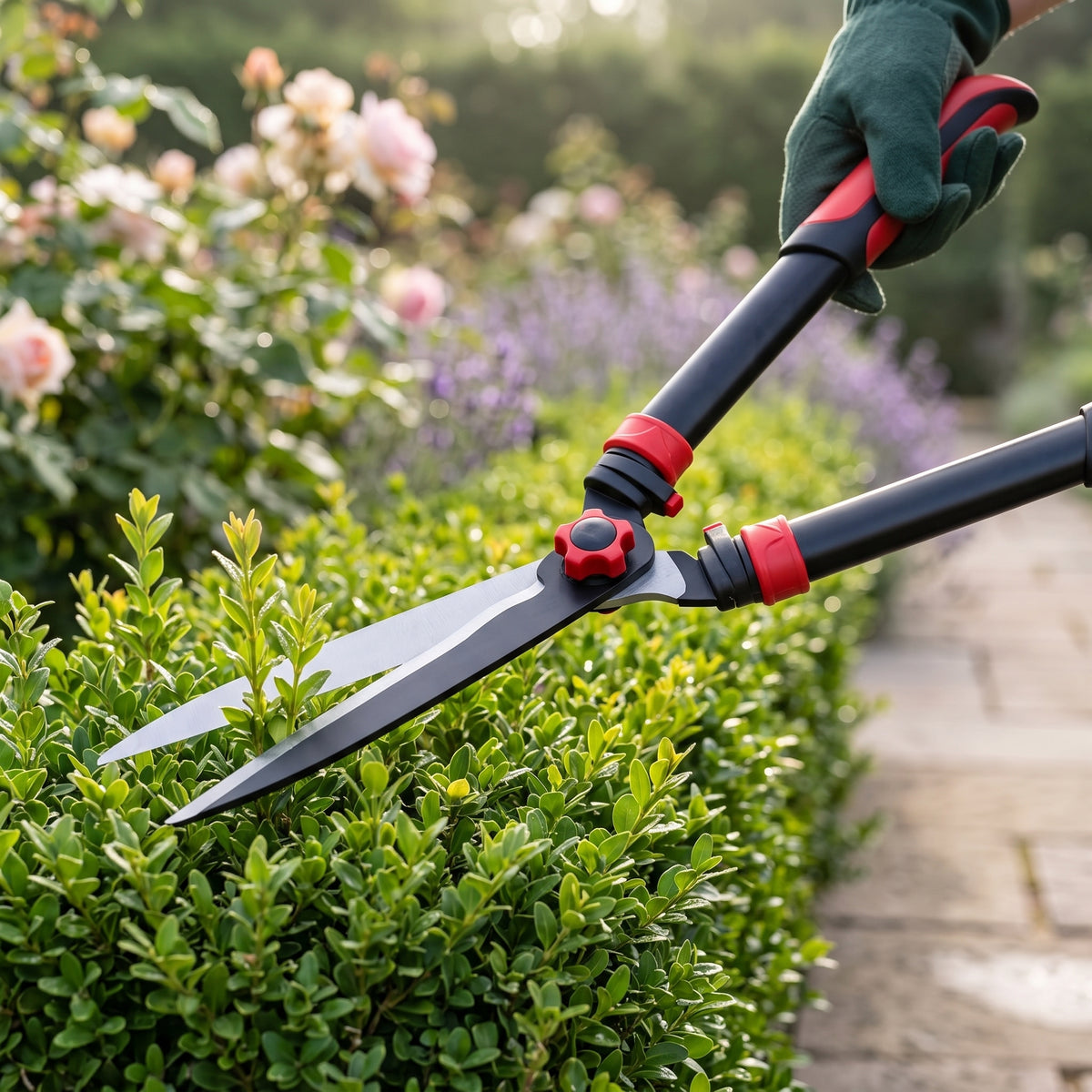 🌳 Hedge Shears | Long-Blade Trimming Tool | Shrubs & Hedges | Two-Hand Garden Cutter