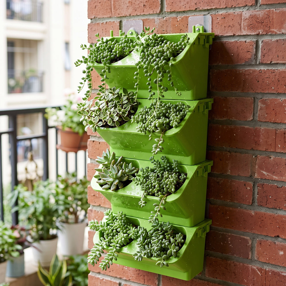 🌱 4-Tier Wall Planter | 8-Section Modular Pots | Herbs & Small Plants | Vertical Wall Garden