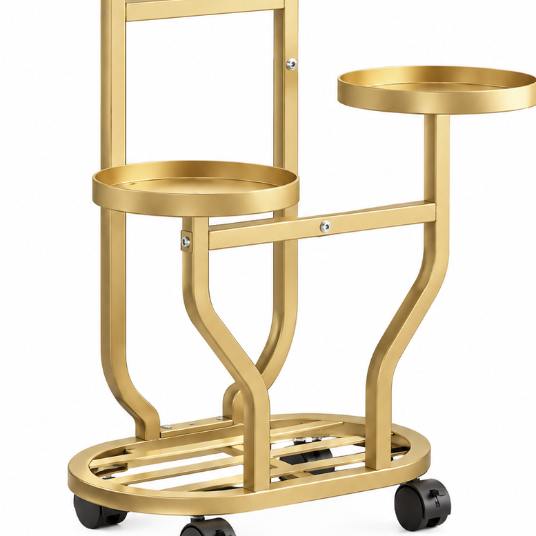 ✨Rolling Plant Stand | 4-Tier Metal Display | Home & Balcony | Gold Plant Holder