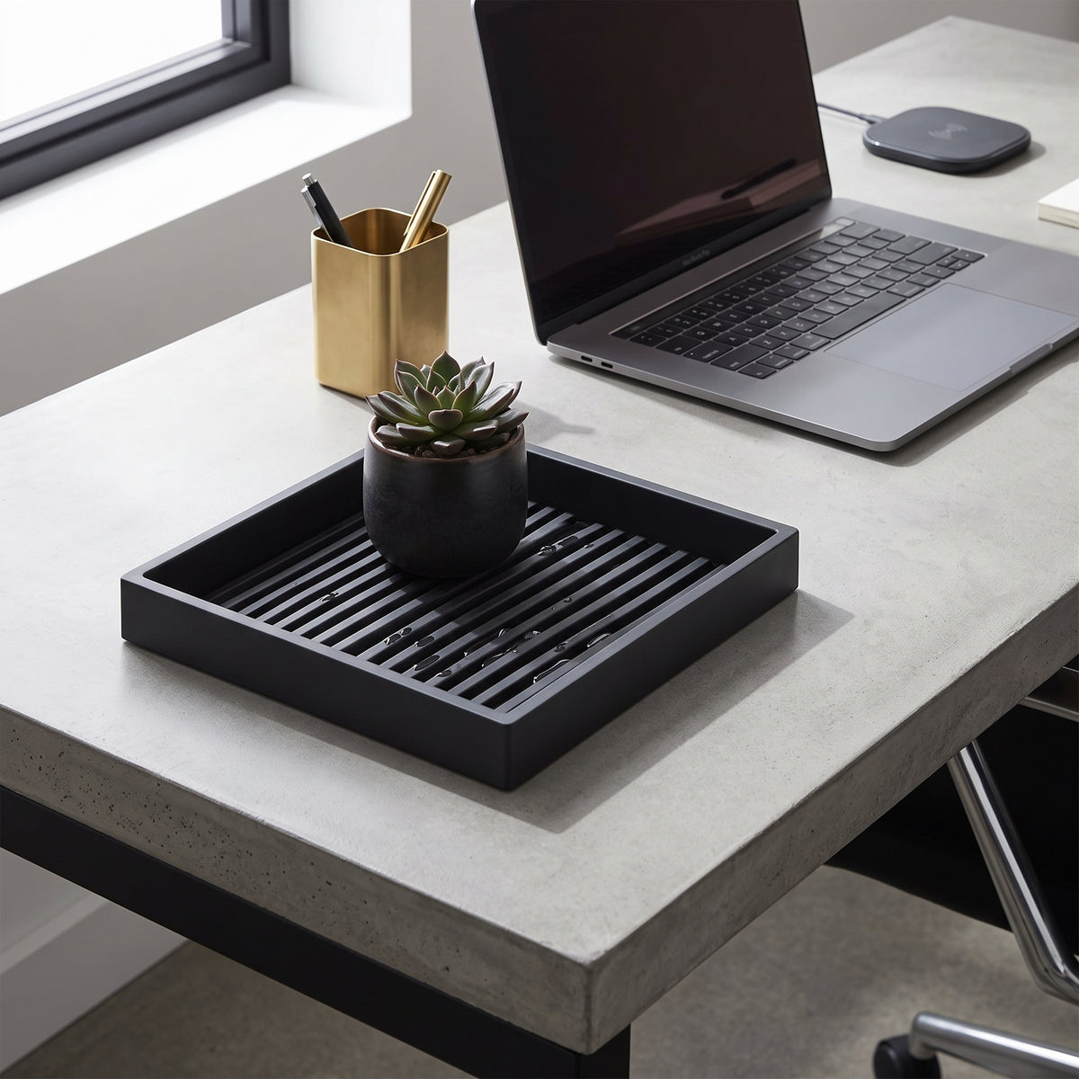 ◼️Square Plant Saucer | Wide Base Support | Indoor Plants & Floor Planters | Minimalist Black Drip Tray