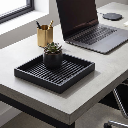 ◼️Square Plant Saucer | Wide Base Support | Indoor Plants & Floor Planters | Minimalist Black Drip Tray