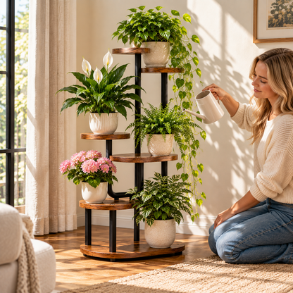🍂 Plant Stand | Multi-Tier Wood Display | Living Room & Bedroom | Space-Saving Greenery Shelf