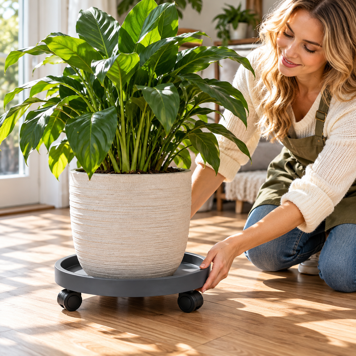 🛞 Rolling Plant Caddy | Wheeled Planter Base | Large Indoor Plants | Easy-Move Pot Stand