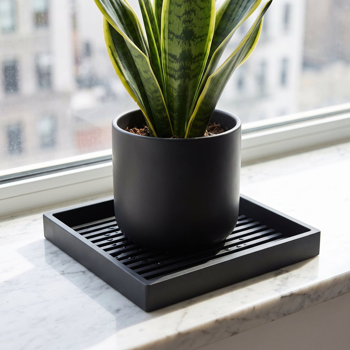 ◼️Square Plant Saucer | Wide Base Support | Indoor Plants & Floor Planters | Minimalist Black Drip Tray