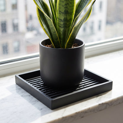 ◼️Square Plant Saucer | Wide Base Support | Indoor Plants & Floor Planters | Minimalist Black Drip Tray