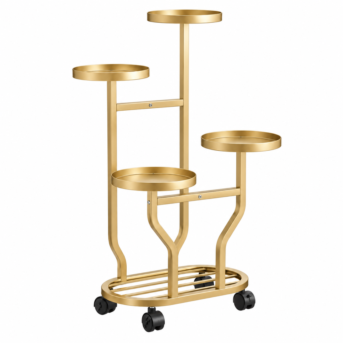 ✨Rolling Plant Stand | 4-Tier Metal Display | Home & Balcony | Gold Plant Holder
