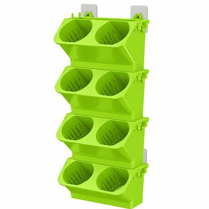 🌱 4-Tier Wall Planter | 8-Section Modular Pots | Herbs & Small Plants | Vertical Wall Garden