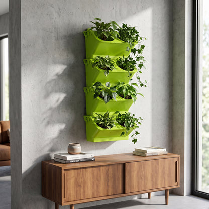 🌱 4-Tier Wall Planter | 8-Section Modular Pots | Herbs & Small Plants | Vertical Wall Garden