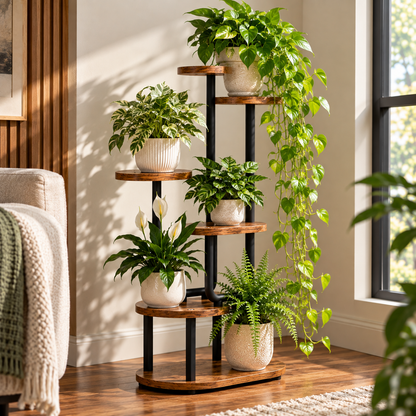 🍂 Plant Stand | Multi-Tier Wood Display | Living Room & Bedroom | Space-Saving Greenery Shelf