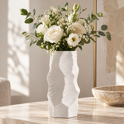 🏺 Gift-Ready Vase | Textured Ceramic Decor | Elegant Floral Statement