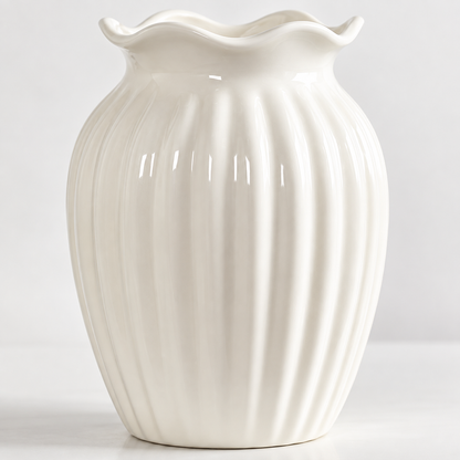 🌷 Elegant Vase | Ribbed Ceramic Finish | Graceful Floral Display