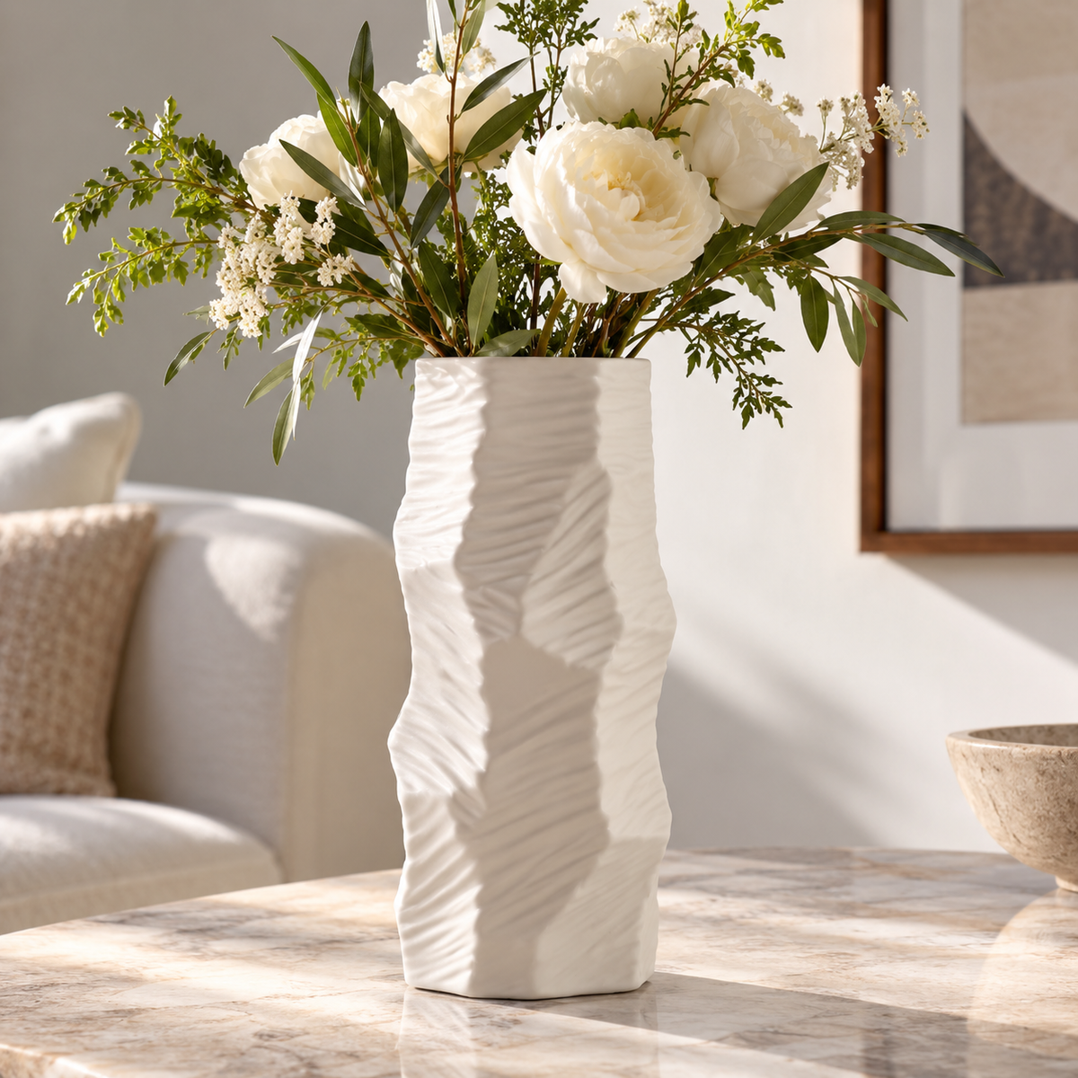 🏺 Gift-Ready Vase | Textured Ceramic Decor | Elegant Floral Statement