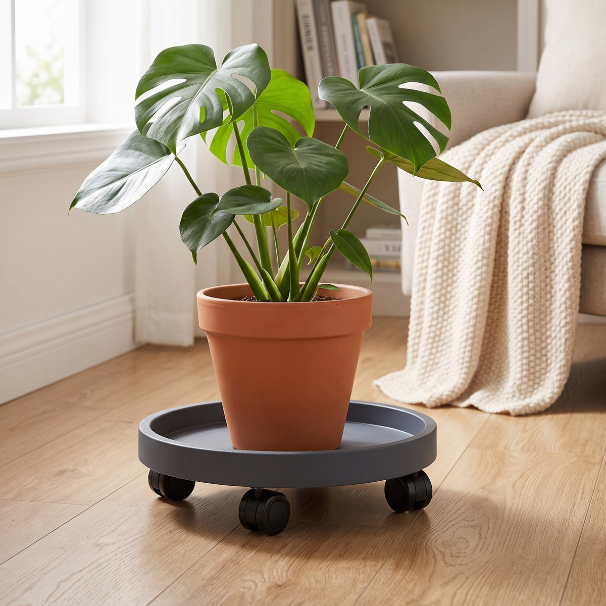 🛞 Rolling Plant Caddy | Wheeled Planter Base | Large Indoor Plants | Easy-Move Pot Stand