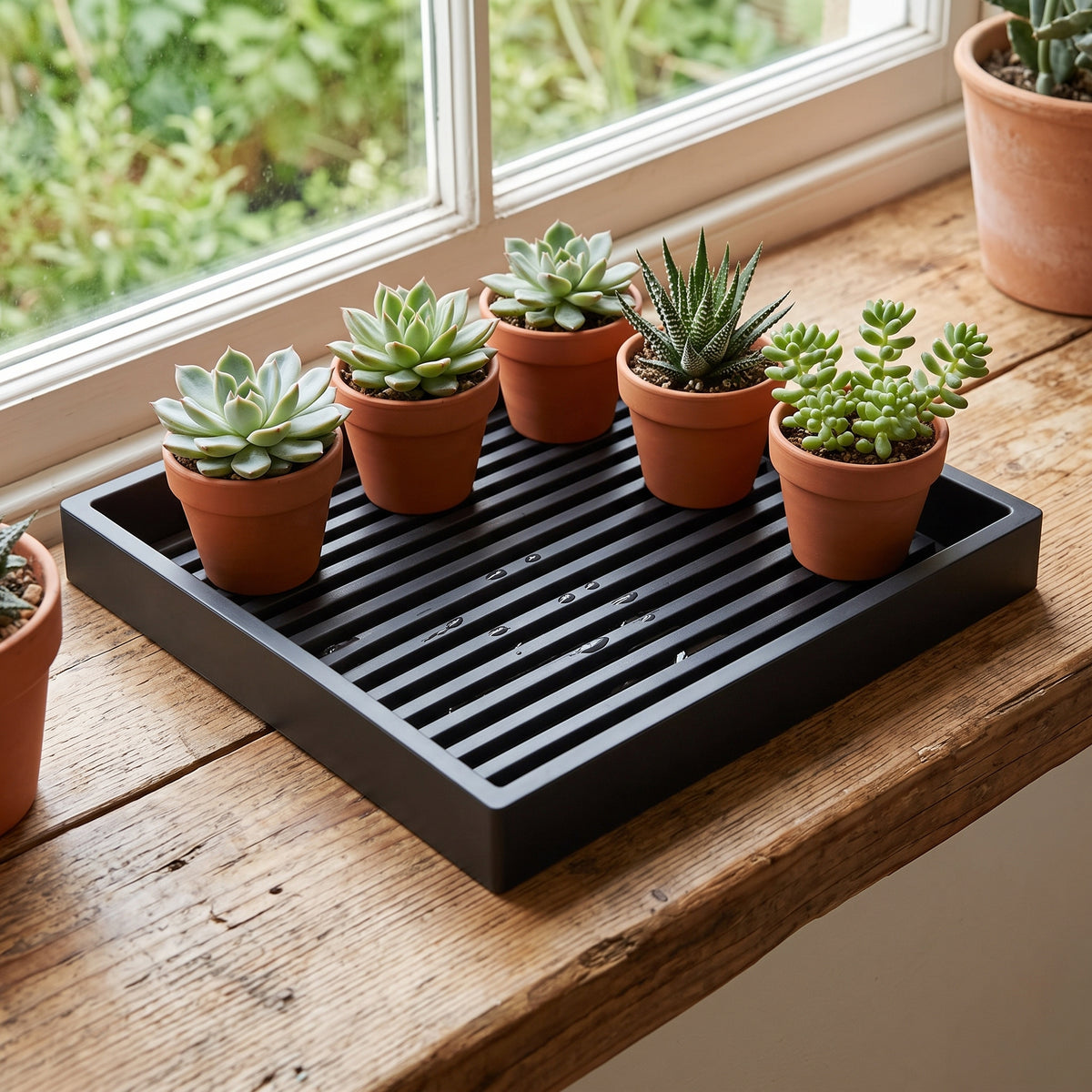 ◼️Square Plant Saucer | Wide Base Support | Indoor Plants & Floor Planters | Minimalist Black Drip Tray