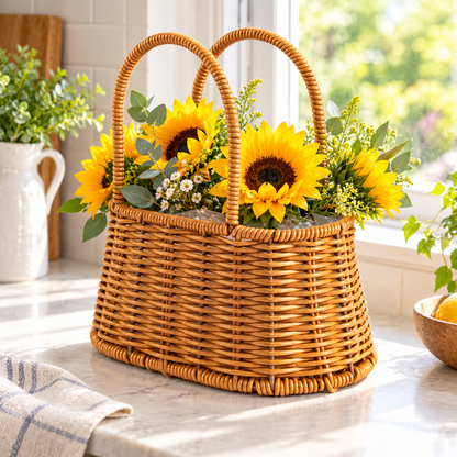 🧺 Flower Basket | Wicker | Garden | Hostess | Rustic Woven Charm