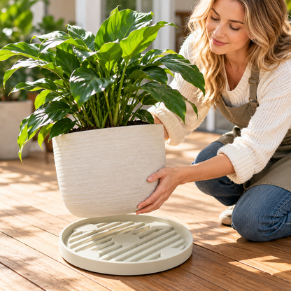 ☘️ Plant Pot Tray | Elevated Drainage Design | Indoor Plants & Succulents | Tabletop Water Catcher