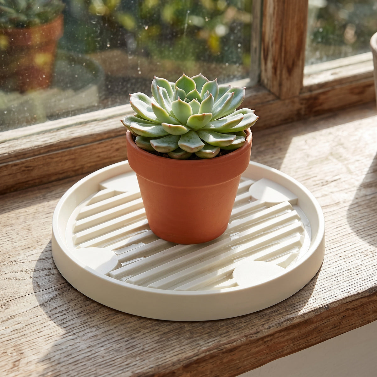 ☘️ Plant Pot Tray | Elevated Drainage Design | Indoor Plants & Succulents | Tabletop Water Catcher